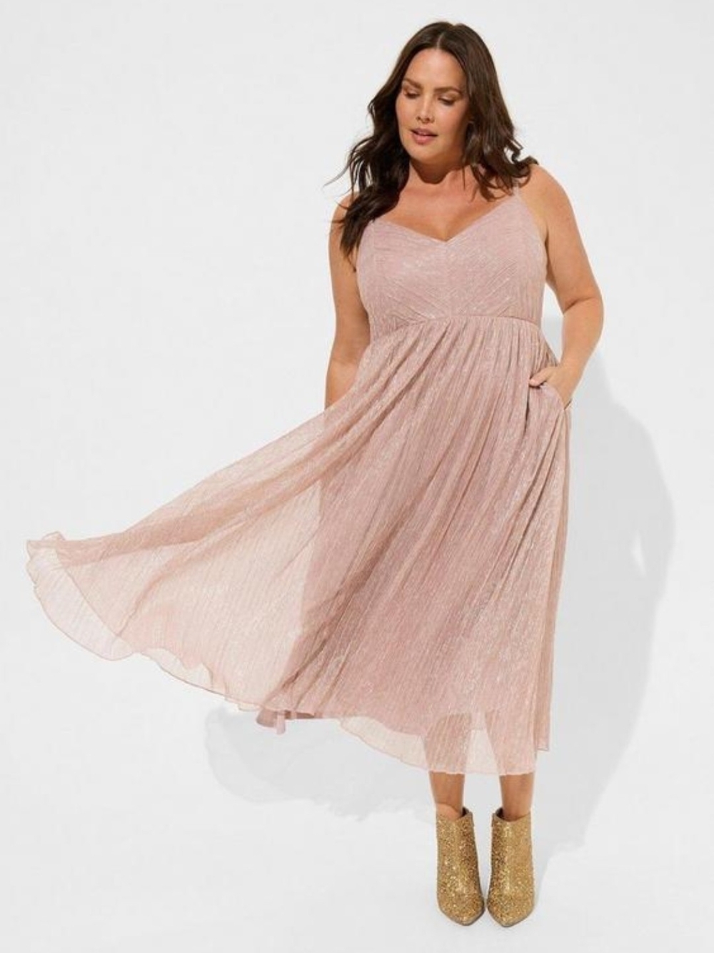 Brand New Torrid Midi Pleated Bodice Sleeveless Dress Size 4